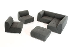 Homeroots Gray Modular 5 Piece Sectional With Ottoman 283609 - Go Living Room