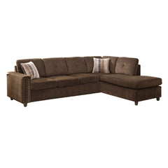 Homeroots Chocolate Velvet Stationary L Shaped Sofa And Chaise 285950 - Go Living Room