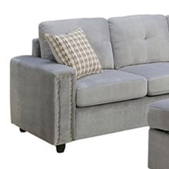 Homeroots Gray Velvet Stationary L Shaped Sofa And Chaise 285954 - Go Living Room