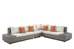 Homeroots Ivory Polyester Blend Modular L Shaped Three Piece Corner Sectional 318798 - Go Living Room
