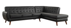 Homeroot Black Faux Leather L Shaped Two Piece Sofa And Chaise Sectional 318827 - Go Living Room