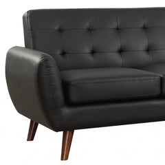 Homeroot Black Faux Leather L Shaped Two Piece Sofa And Chaise Sectional 318827 - Go Living Room