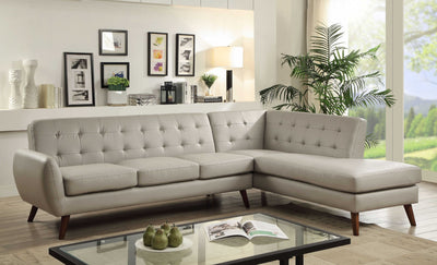 Homeroots Gray Polyurethane Stationary L Shaped Two Piece Sofa And Chaise 318828 - Go Living Room