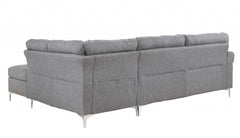 Homeroots Gray 100% Polyester Stationary L Shaped Two Piece Sofa And Chaise 347261 - Go Living Room