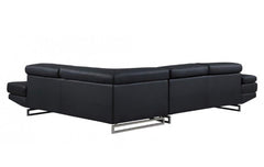 Homeroots Black Leather L Shaped Two Piece Corner Sectional 366198 - Go Living Room