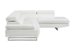 Homeroots White Leather L Shaped Two Piece Corner Sectional 366200 - Go Living Room
