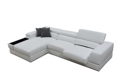 Homeroots Contemporary White Leather Left Facing Wide Arm Sectional Sofa 473562 - Go Living Room
