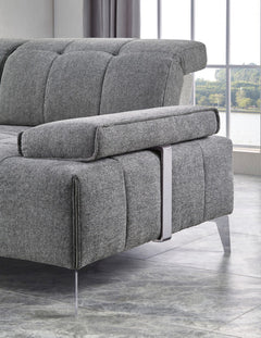 Homeroots Gray 100% Polyester Modular L Shaped Three Piece Corner Sectional 473567 - Go Living Room