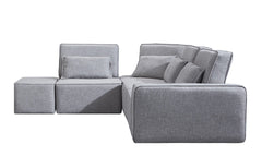 Homeroots Light Gray 100% Polyester Modular L Shaped Four Piece Corner Sectional 473570 - Go Living Room
