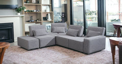 Homeroots Light Gray 100% Polyester Modular L Shaped Four Piece Corner Sectional 473570 - Go Living Room