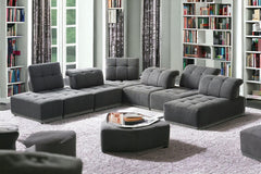 Homeroots Mod Seven Piece Gray Fabric Moveable Back and Adjustable Sectional Sofa 473572 - Go Living Room