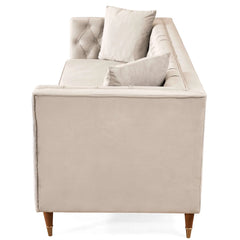 Ashcroft Autumn Mid-Century Modern Cream Velvet Sofa AFC00132 - Go Living Room