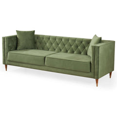 Ashcroft Autumn Mid-Century Modern Olive Green Velvet Sofa AFC01880 - Go Living Room