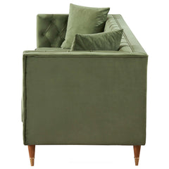 Ashcroft Autumn Mid-Century Modern Olive Green Velvet Sofa AFC01880 - Go Living Room