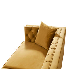 Ashcroft Autumn Mid-Century Modern Yellow Mustard Velvet Sofa AFC01881 - Go Living Room