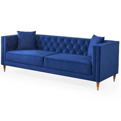 Ashcroft Autumn Mid-Century Modern Dark Blue Velvet Sofa AFC00432 - Go Living Room