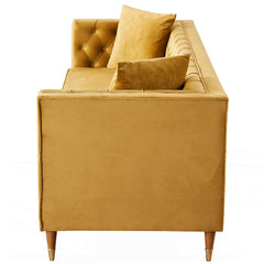 Ashcroft Autumn Mid-Century Modern Yellow Mustard Velvet Sofa AFC01881 - Go Living Room