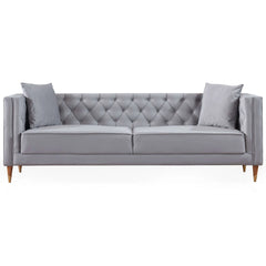Ashcroft Autumn Mid-Century Modern Light Grey Velvet Sofa AFC01882 - Go Living Room