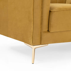 Ashcroft Angelina Mid-Century Modern Yellow Mustard Velvet Tufted Sofa AFC00173 - Go Living Room