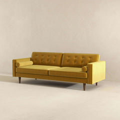 Ashcroft Casey Mid Century Modern Gold Velvet Sofa - Go Living Room