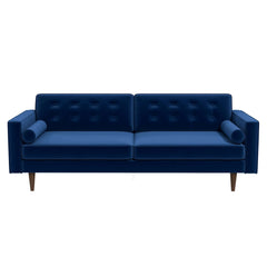 Ashcroft Casey Mid Century Modern Blue Velvet Sofa - Go Living Room