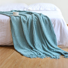 Nordic Sofa Blanket Hotel Bed Throw Bed Runner Tassel Shawl Blanket Bed Tail Cloth Cover Blanket B & B Bed Towel Knitted Blanket